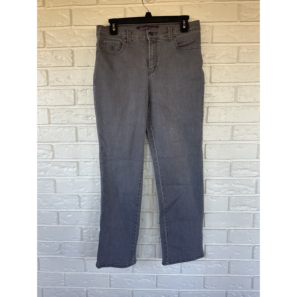 Gloria Vanderbilt Gray Straight Leg Jeans Women's Size 8 Embroidered Pockets - Picture 1 of 7
